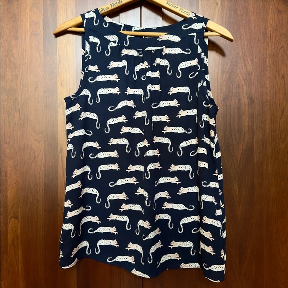 LOFT Tops - LOFT Navy Animal Print Tank Top